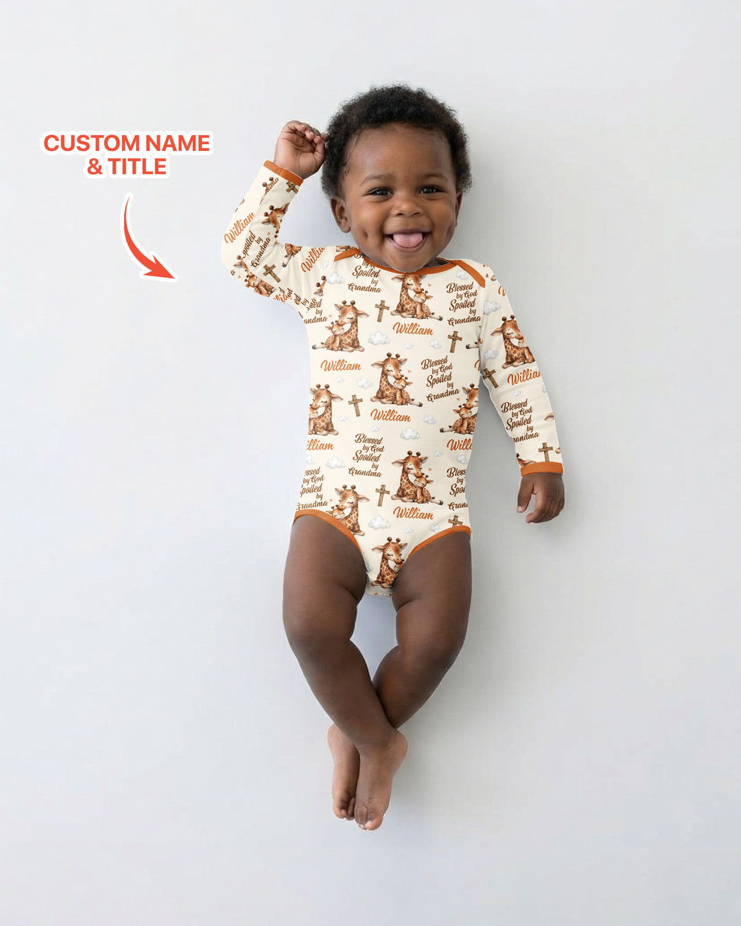 Custom Name Blessed By God Spoiled By Grandma Bamboo Bodysuit