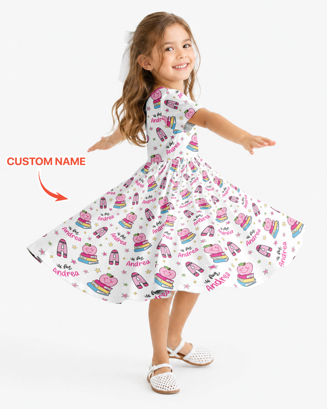 Custom Name Crayon Alphabet Bamboo Twirl Dress