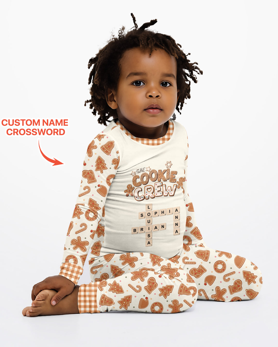 Custom Crossword Cookie Crew Bamboo Two Piece Long Sleeve Pajama Set