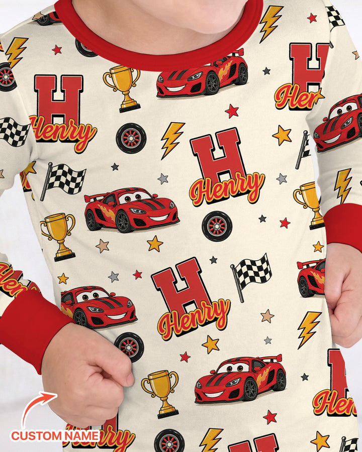 Funny Fast Car Bamboo Two Piece Long Sleeve Pajama Set
