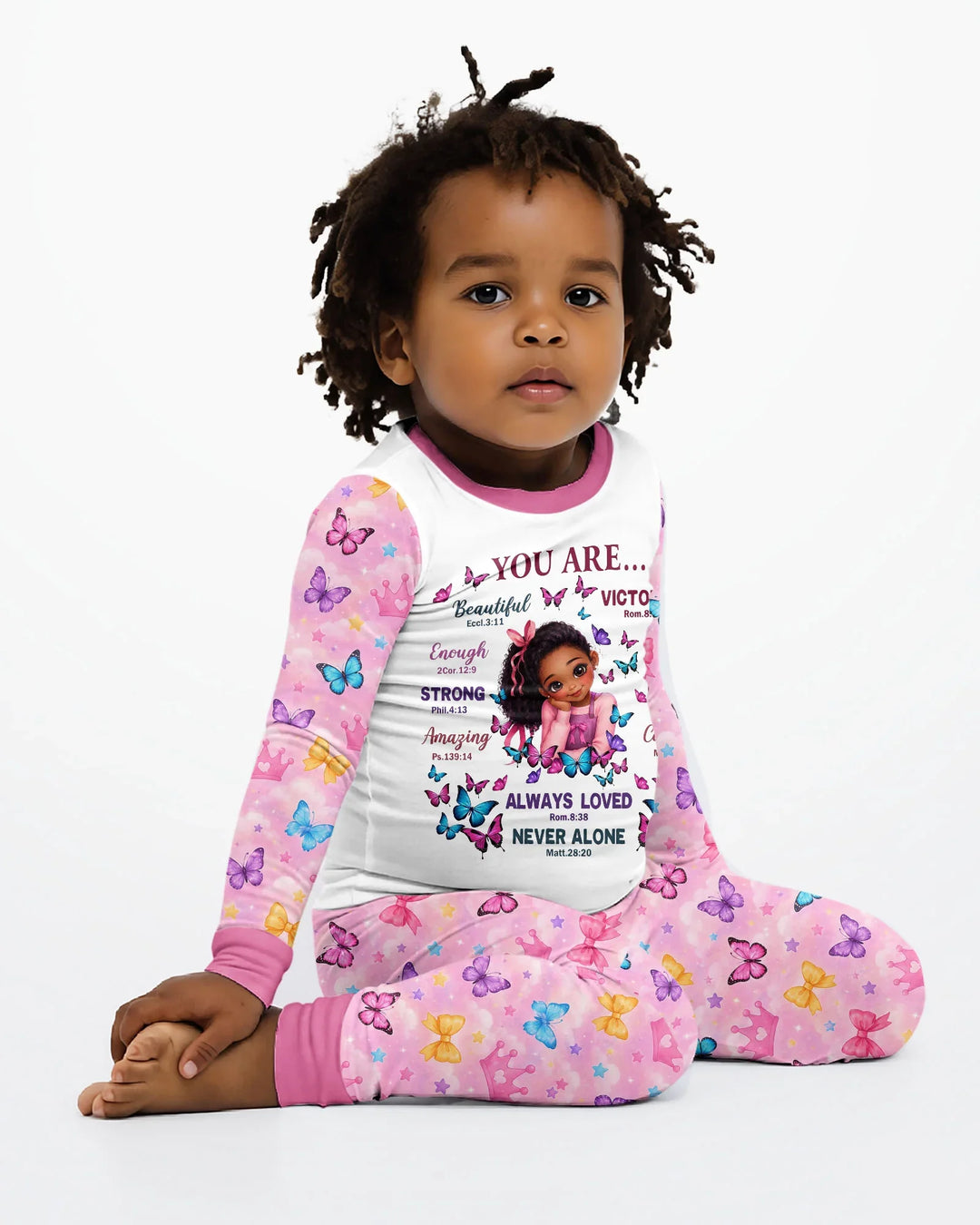 Black Girl Religious You Are Beautiful Bamboo Two Piece Long Sleeve Pajama Set