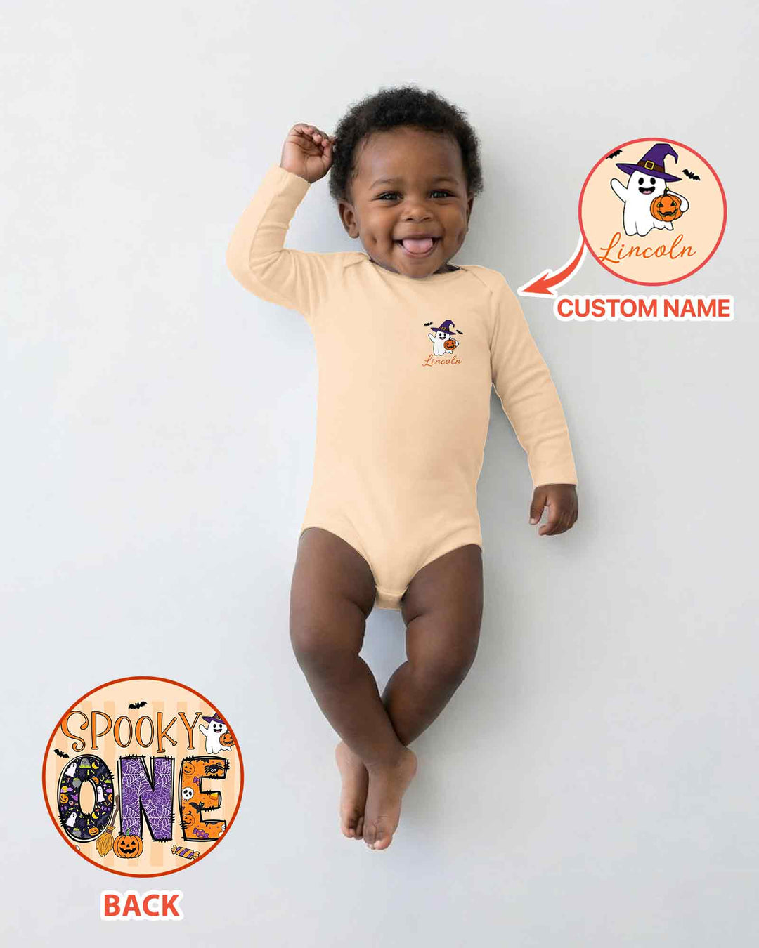 Personalized Spooky One Halloween First Birthday Bamboo Bodysuit