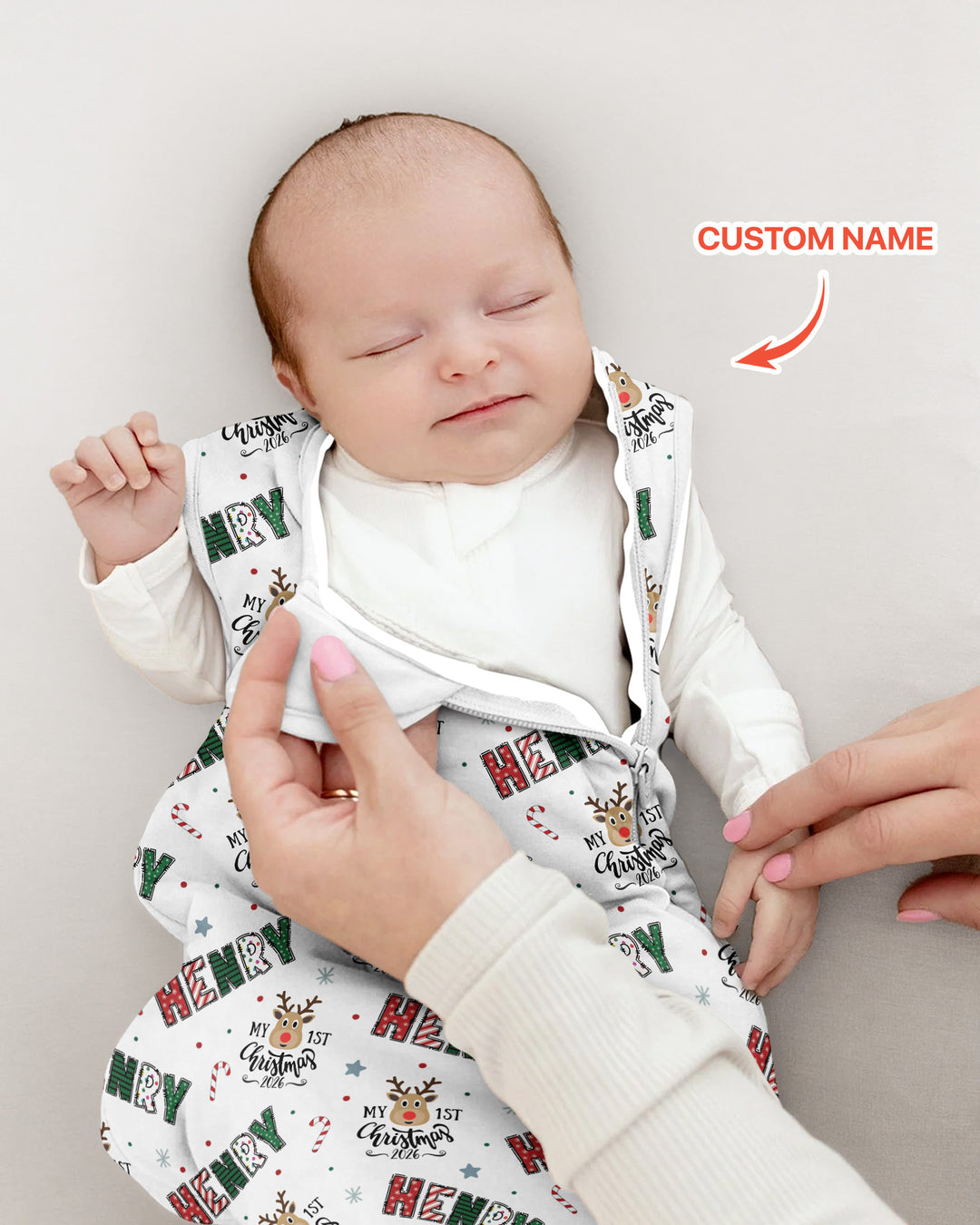 Custom Name "My First Christmas 2026" - Bamboo Sleep Bag (S)