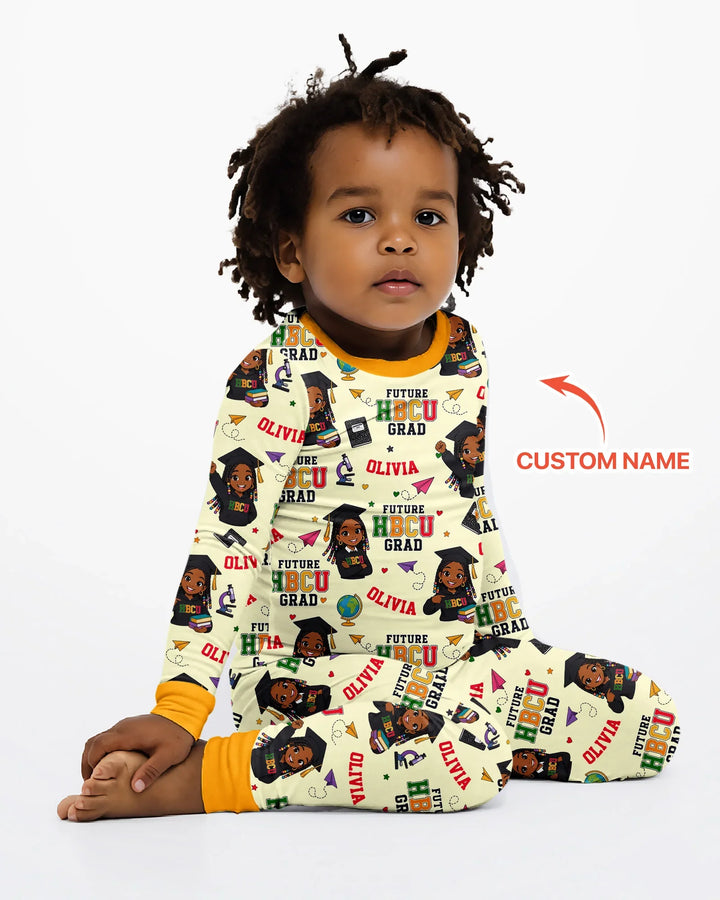 Custom Name Future HBCU Grad Bamboo Two Piece Long Sleeve Pajama Set
