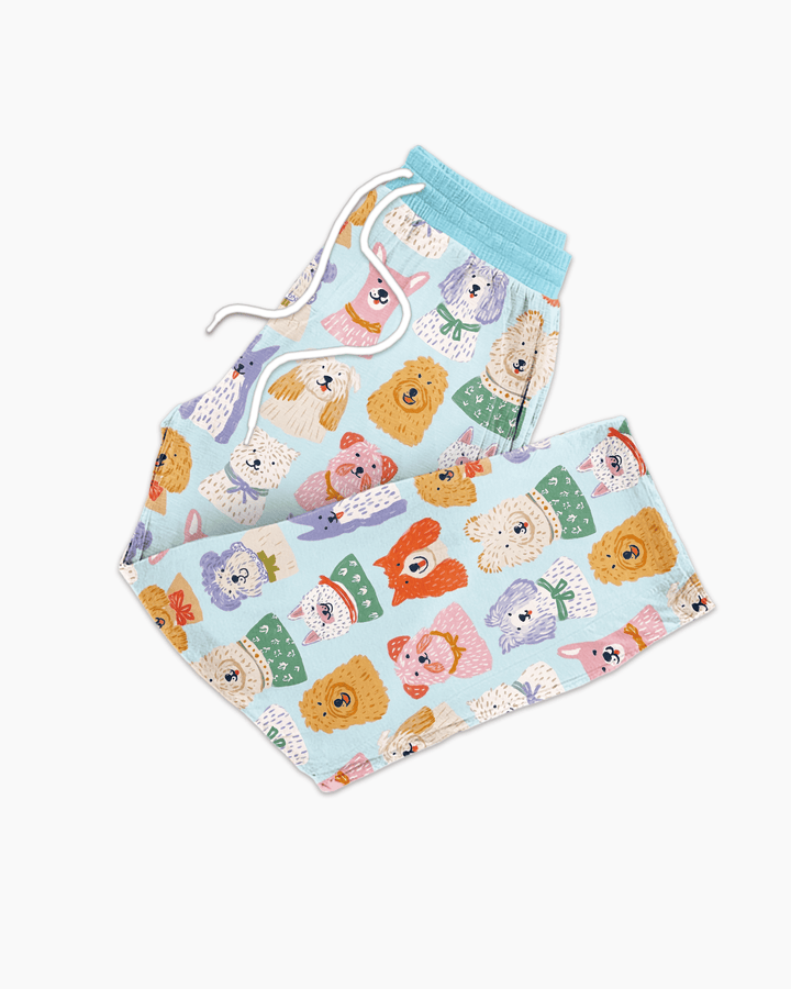 Whimsical Puppy Parade Family Matching Bamboo Men's Pajama Set