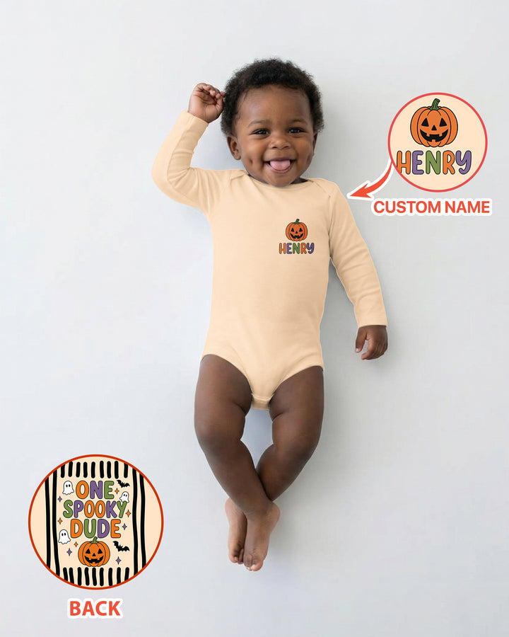 Personalized Halloween First Birthday Baby One Spooky Dude Bamboo Bodysuit