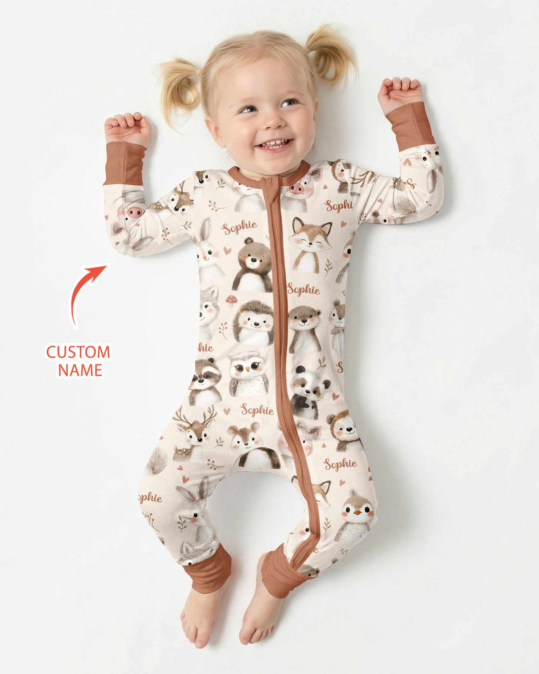 Custom Name Watercolor Woodland Bamboo Convertible Zippy
