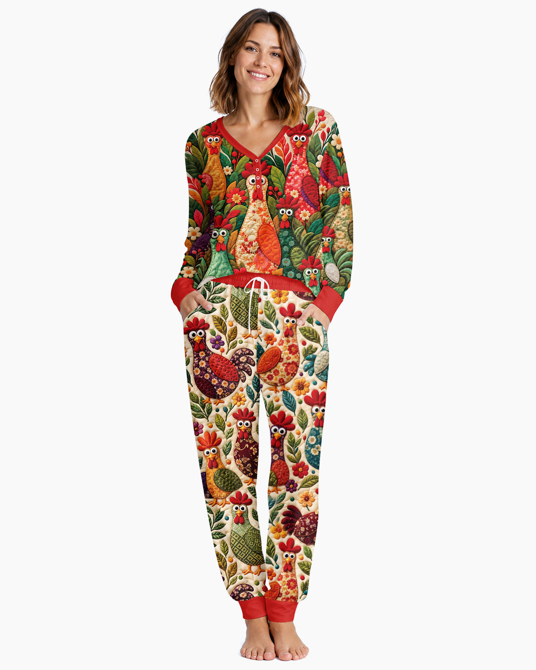 Funny Chicken Bamboo Women Pajama Set