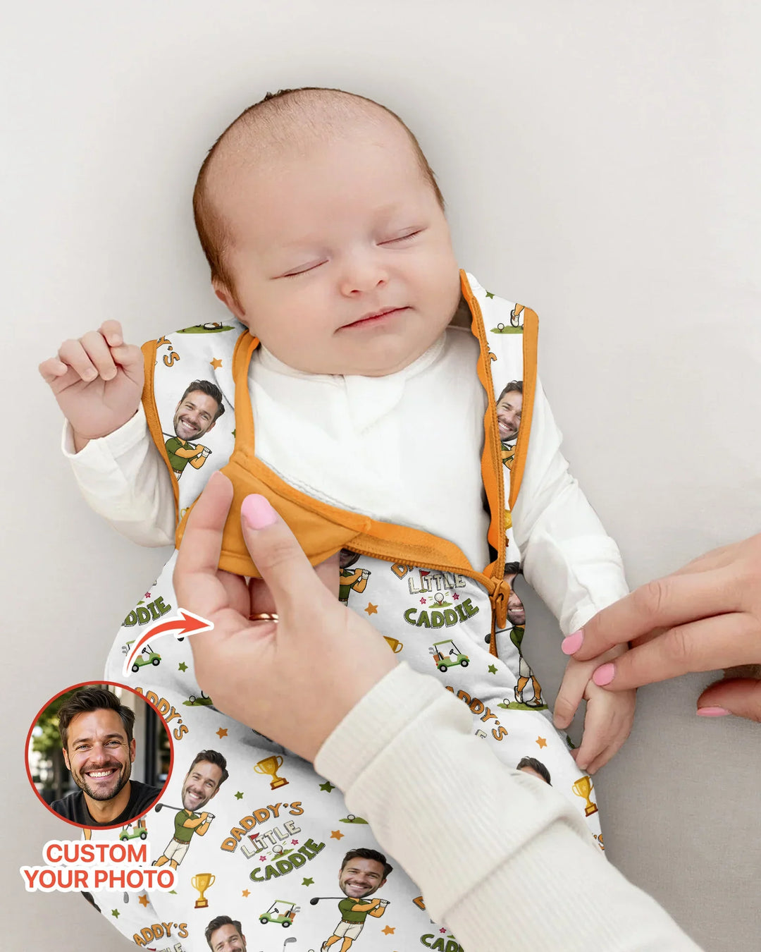 Custom Photo Daddy's Little Caddie Daddy & Me Matching Bamboo Sleep Bag