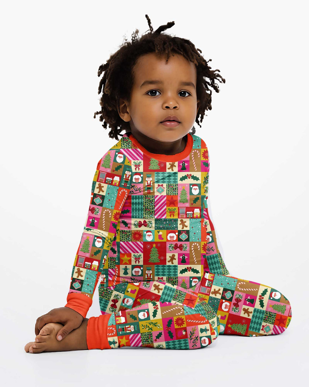 Maximalist Christmas Collage Bamboo Two Piece Long Sleeve Pajama Set
