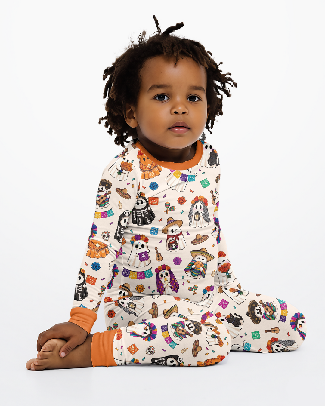 Dia De Los Muertos Mexican Ghost Bamboo Two Piece Long Sleeve Pajama Set