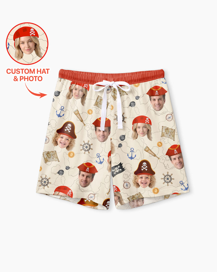 Custom Photo Treasure Map Adventures Family Matching Bamboo Women Short Sleeve Short Pajama Set