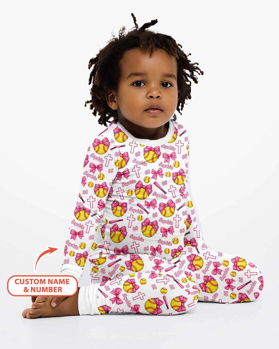 Custom Name Softball Cuties Bamboo Two Piece Long Sleeve Pajama Set