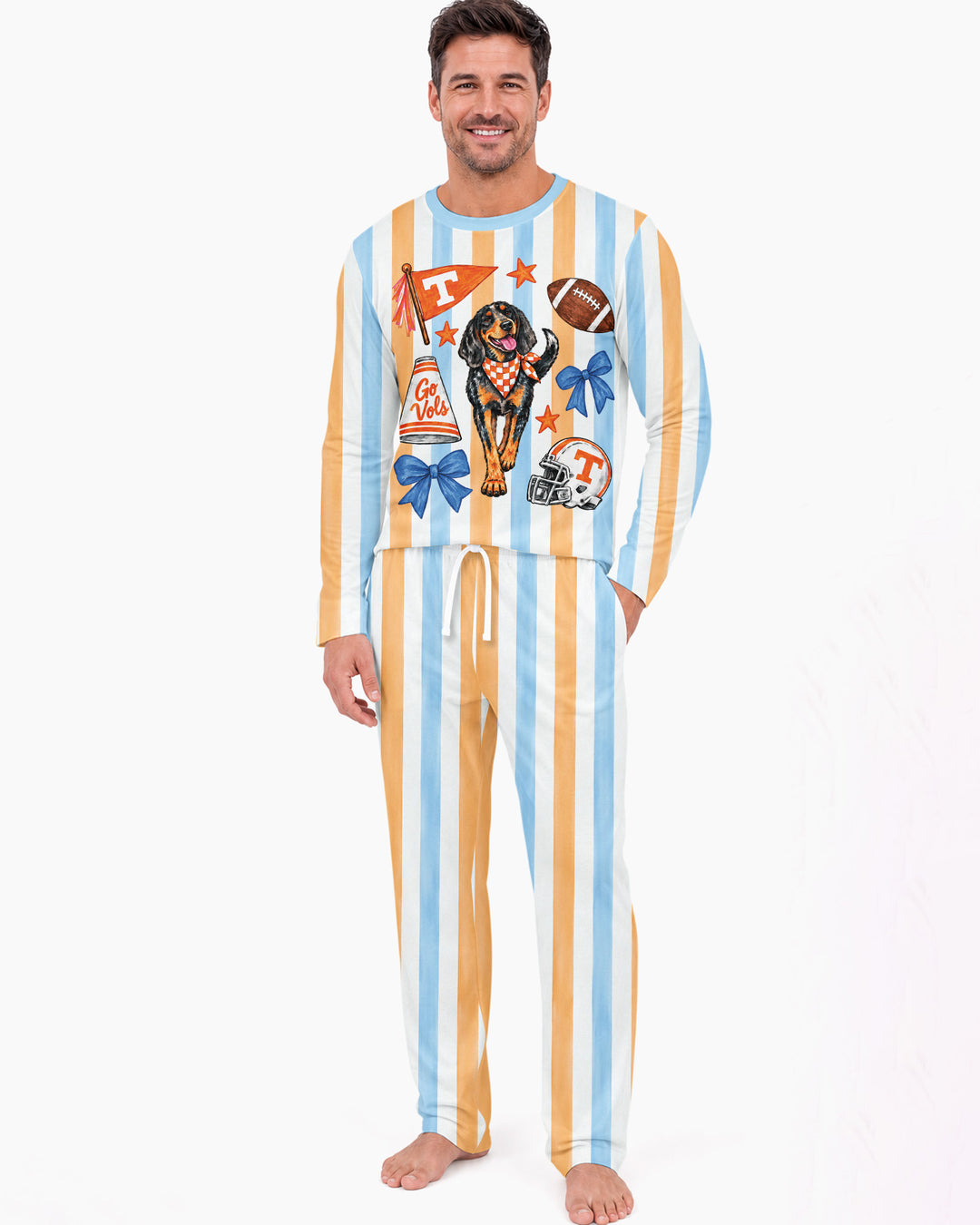 Game Day Puppy And Bows Bamboo Men's Pajama Set