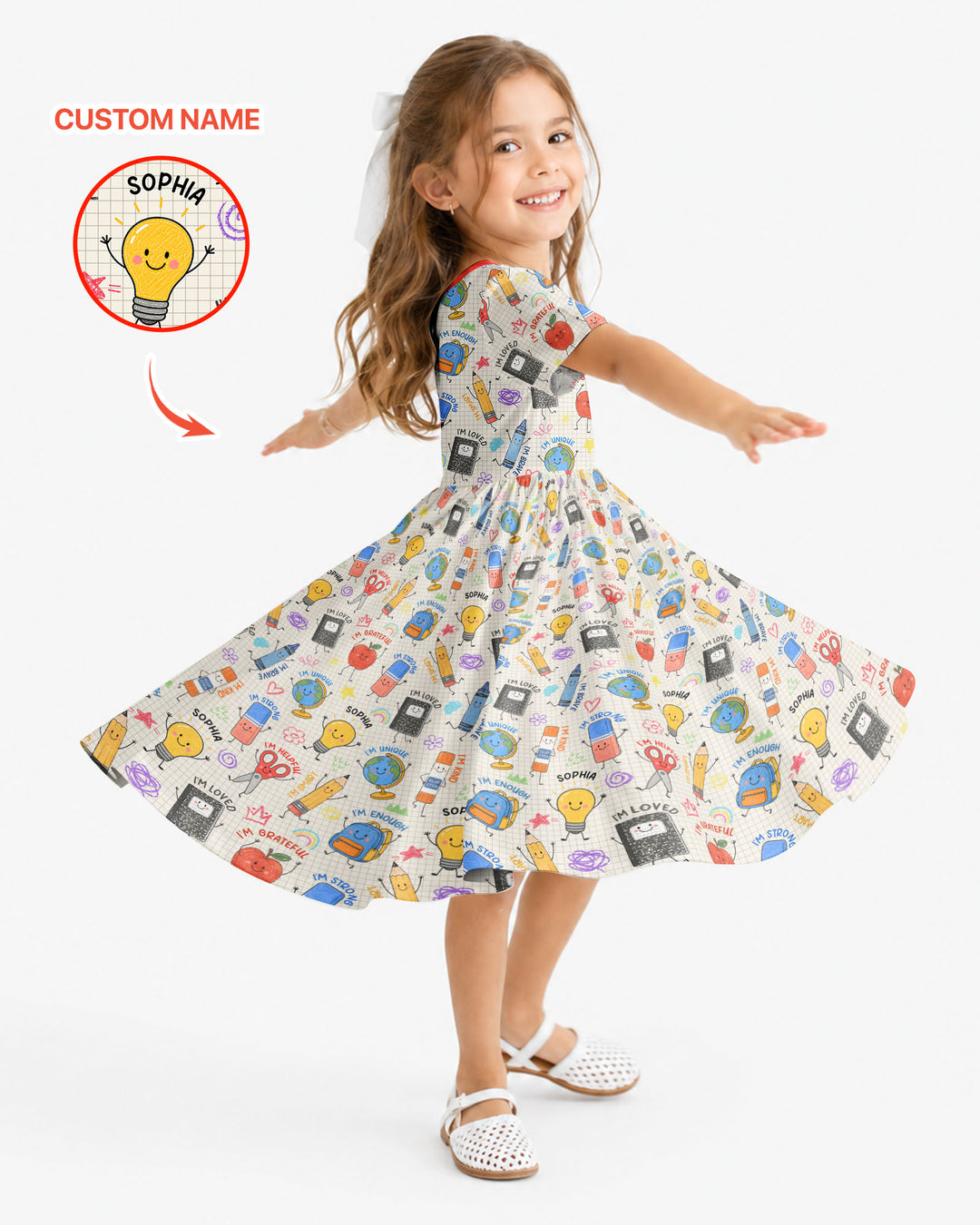 School Squad Custom Name Bamboo Twirl Dress