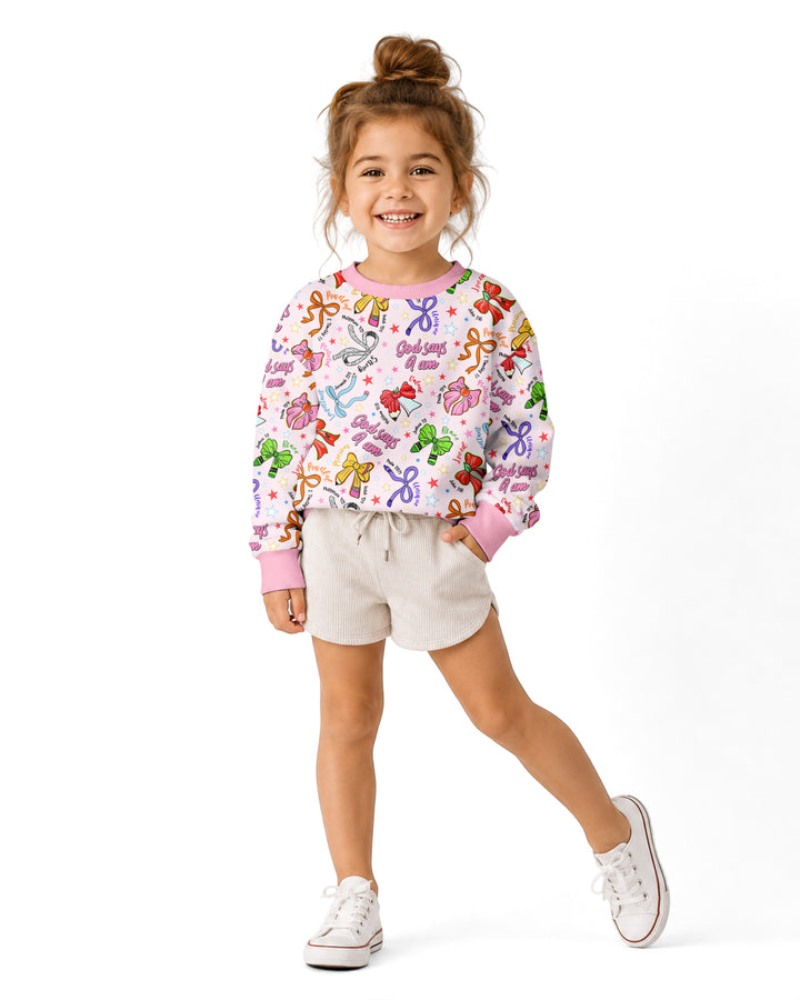 Pencil Bows God Says I Am Bamboo Crewneck Sweatshirt
