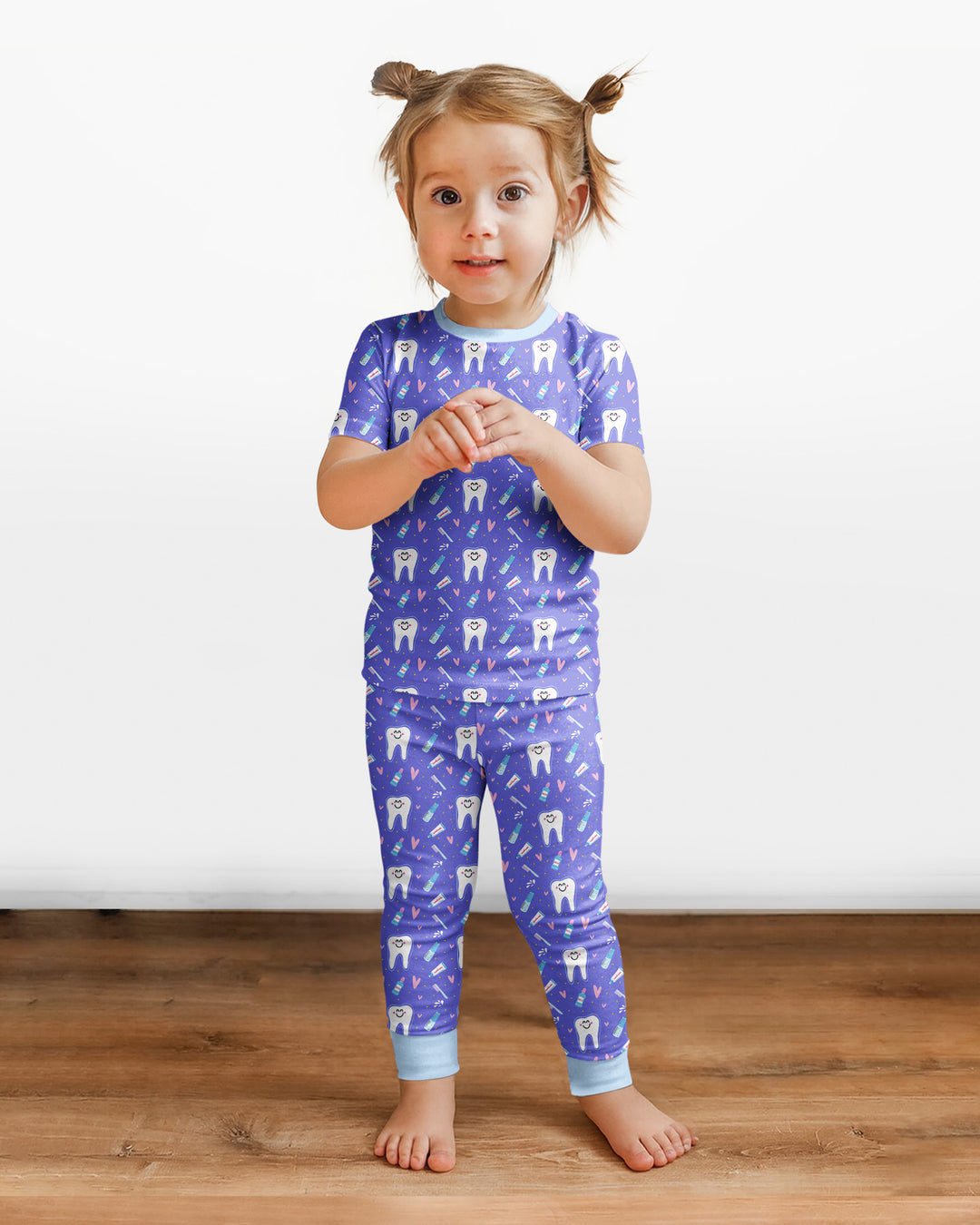 Brushing Teeth Bamboo Two-Piece Short Sleeve Pyjamas Set
