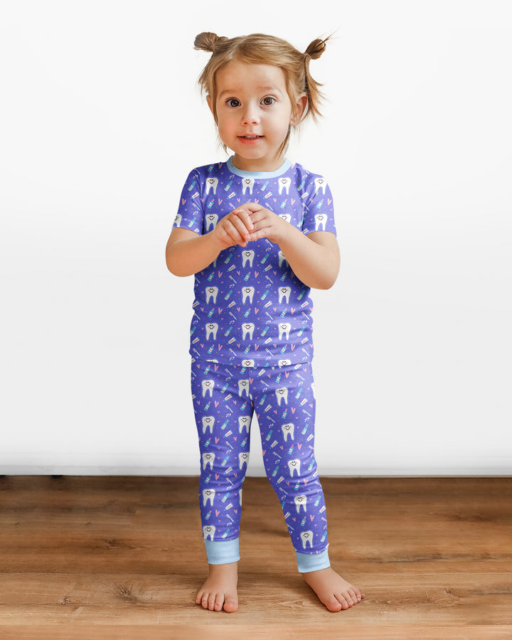 Brushing Teeth Bamboo Two-Piece Short Sleeve Pyjamas Set