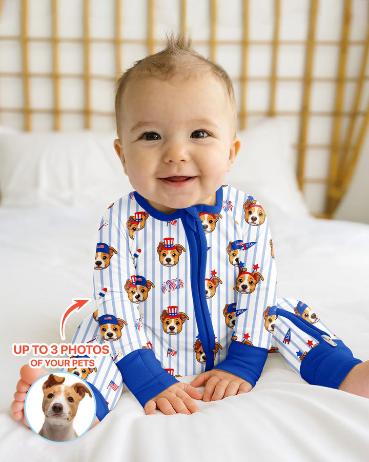 Custom Pet Image 4th of July Family Matching Bamboo Convertible Zippy