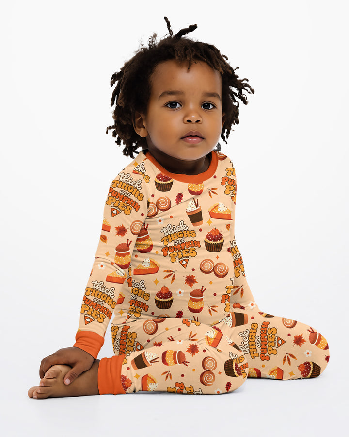 Thick Thighs and Pumpkin Pies Bamboo Two Piece Long Sleeve Pajama Set