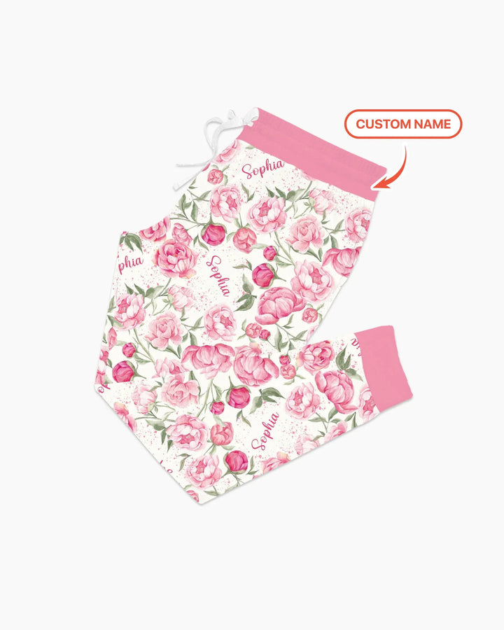 Custom Name Birth Month Flowers Bamboo Women Pajama Set
