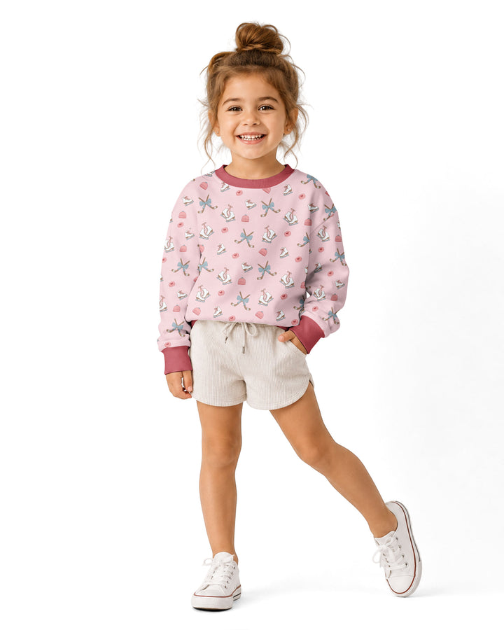 Girly Hockey PinkBamboo Crewneck Sweatshirt