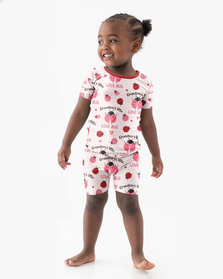Grandma's Little Love Bug Bamboo Two Piece Short Sleeve Shorts Pajama Set