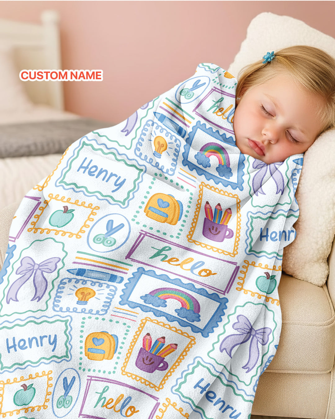 Custom Name Hello School Bamboo Blanket
