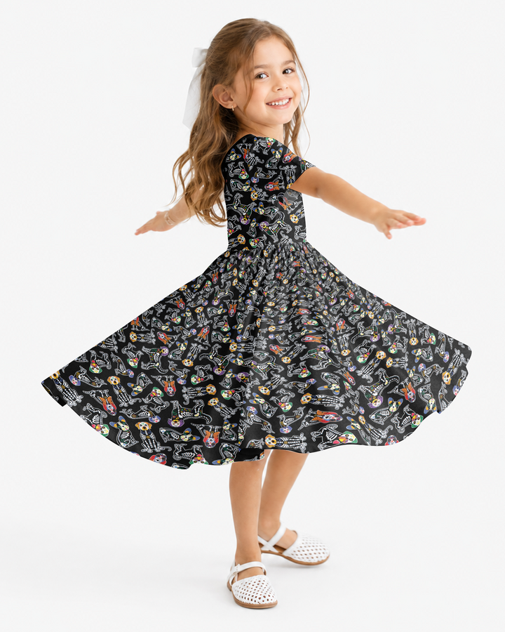 Dia De Los Muertos Doggie Bamboo Twirl Dress