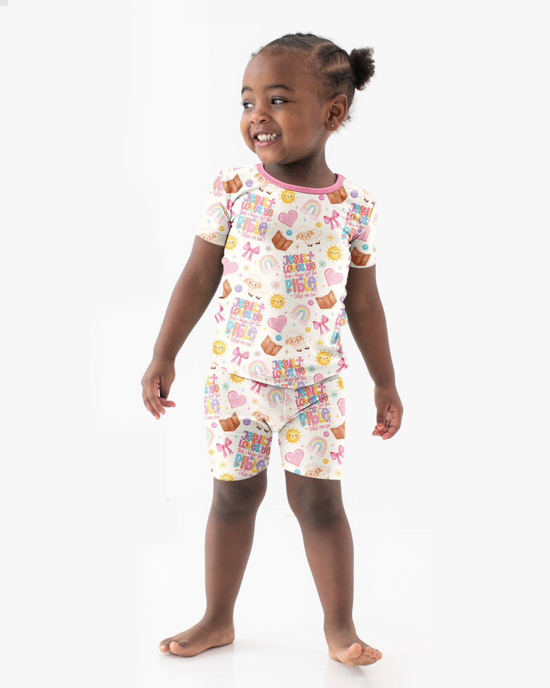 Jesus Loves Me This I Know Bamboo Two Piece Short Sleeve Shorts Pajama Set