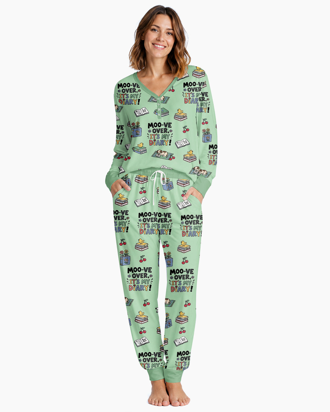 Moove Over Its My Diary Bamboo Women Pajama Set