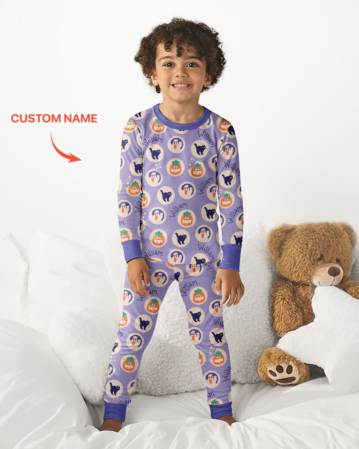 Boo Crew Custom Name Bamboo Two Piece Long Sleeve Pajama Set