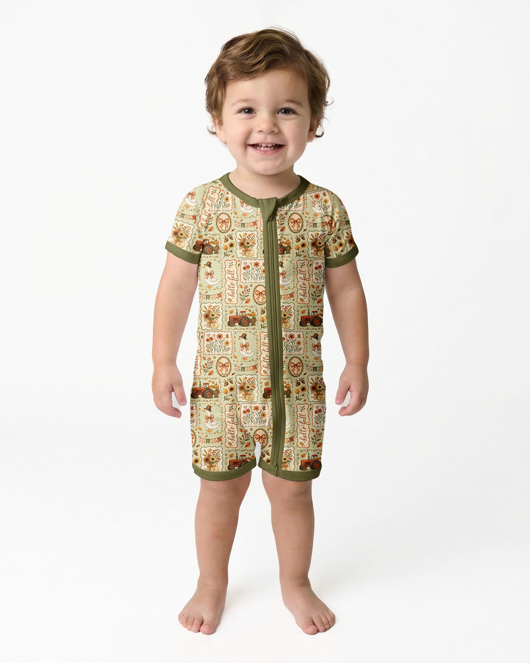 Farmhouse Fall Goose Family Matching Bamboo Shorty Zippy
