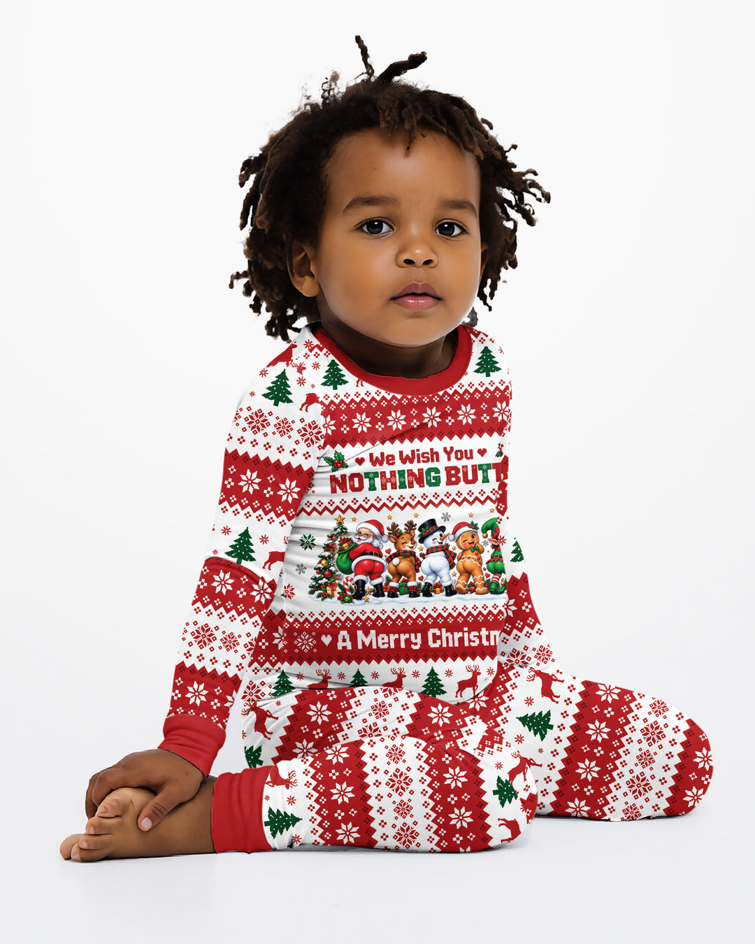 We Wish You Nothing Butt A Merry Christmas Bamboo Two Piece Long Sleeve Pajama Set