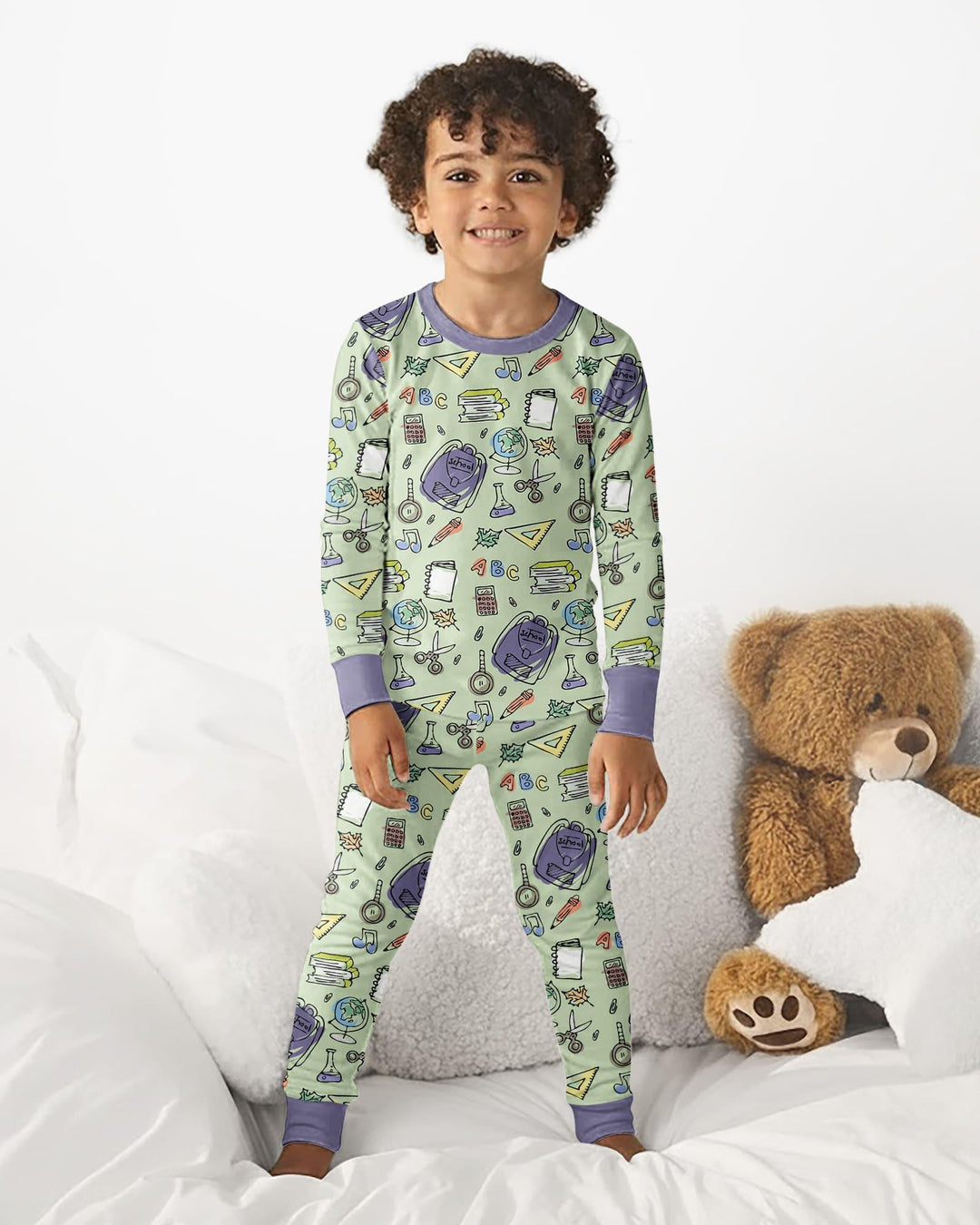 Doodle School Days Bamboo Two Piece Long Sleeve Pajama Set