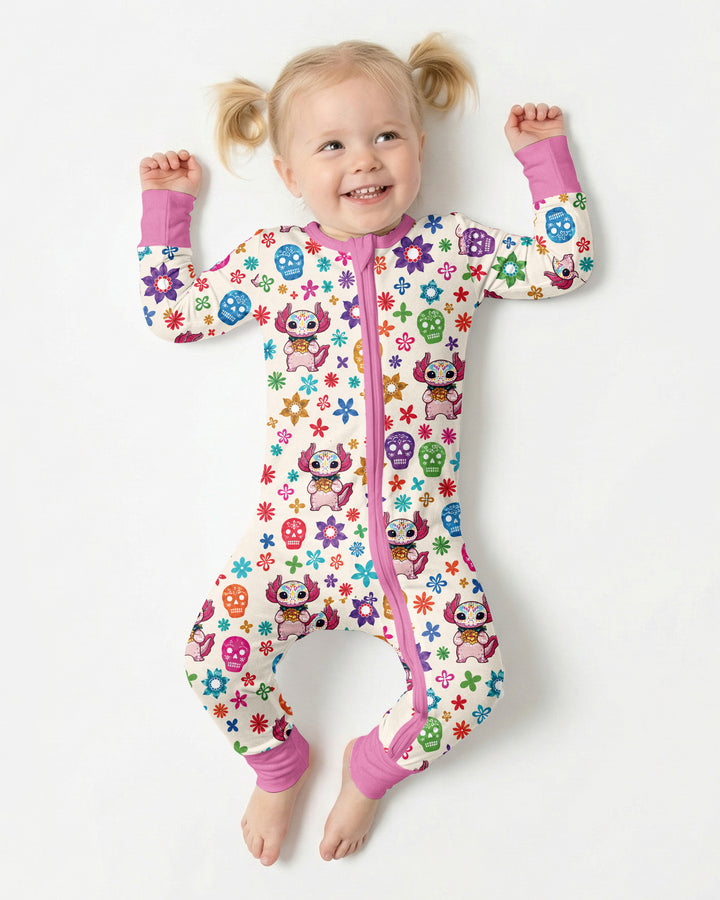 Sugar Skull Axolotl  Bamboo Convertible Zippy