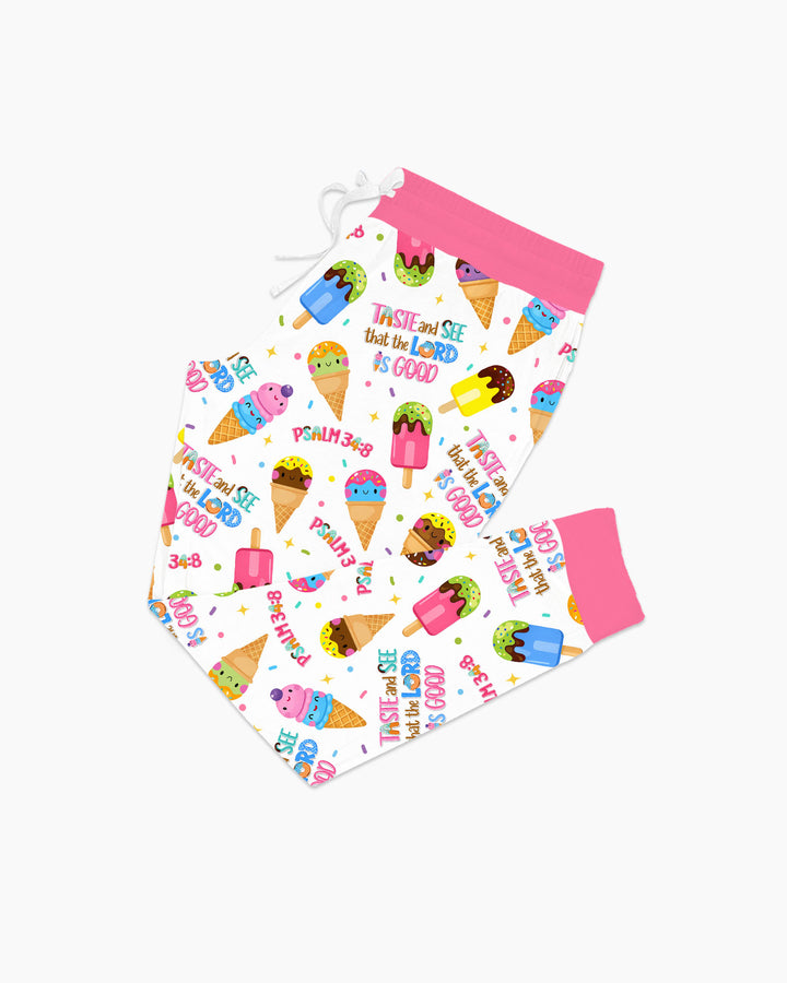 Jesus Summer Ice Cream Taste and See That The Lord Is Good Bamboo Women Pajama Set