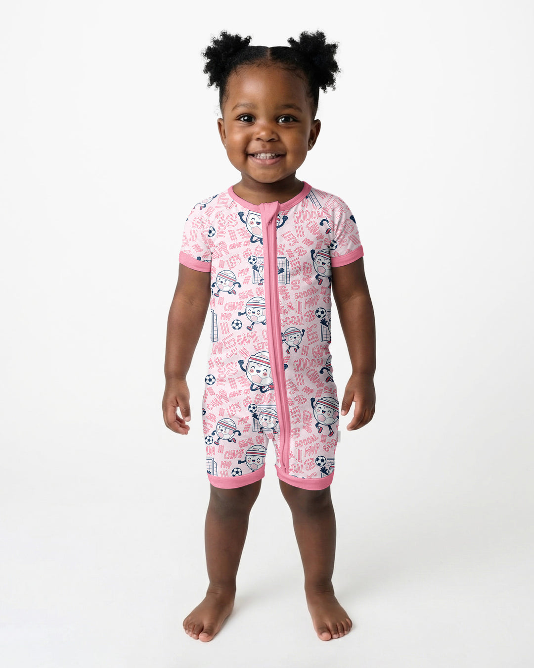 Happy Soccer Ball Family Matching Bamboo Shorty Zippy