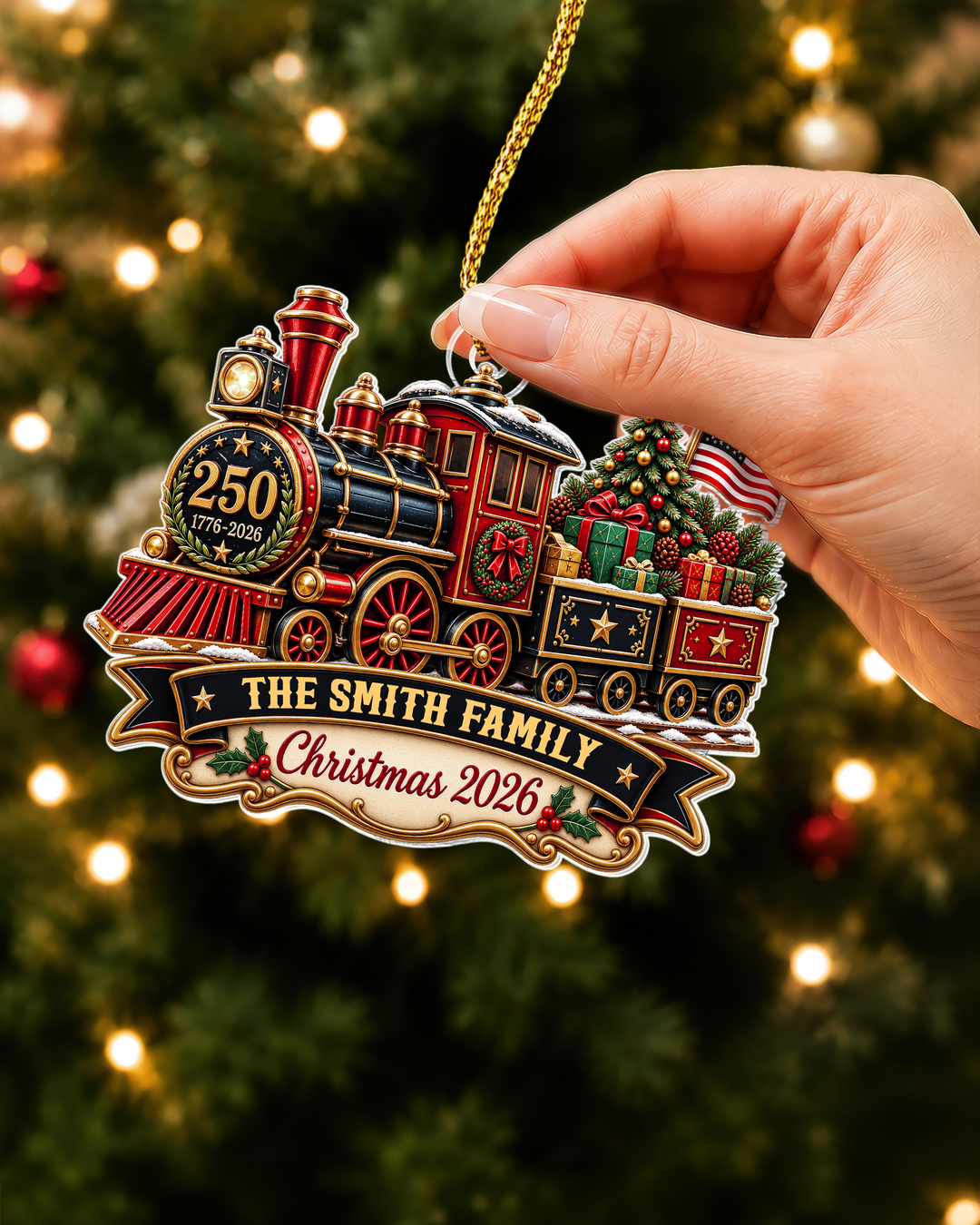 250th Anniversary Christmas Train - Personalized Acrylic Ornament