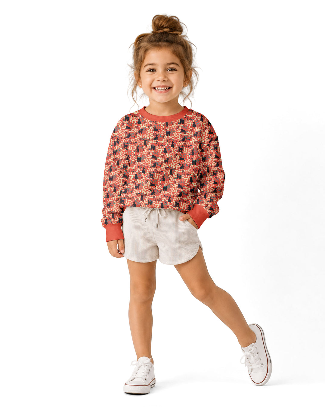 Black Cat Ditsy Bamboo Crewneck Sweatshirt