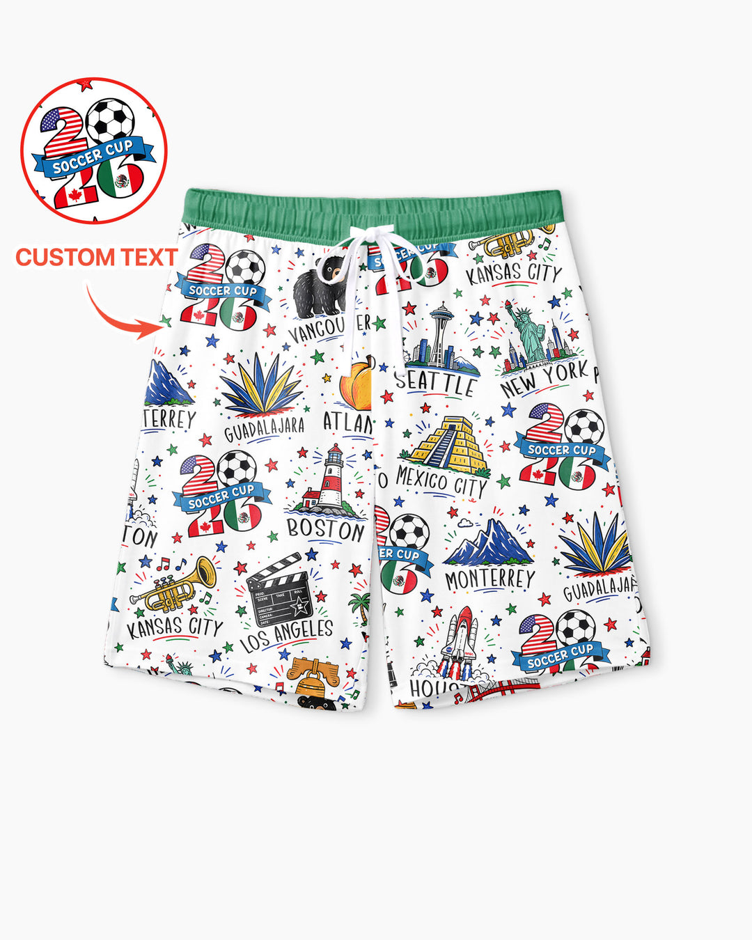 2026 Soccer Cup Host Citties Bamboo Men Short Sleeve Short Pajama Set