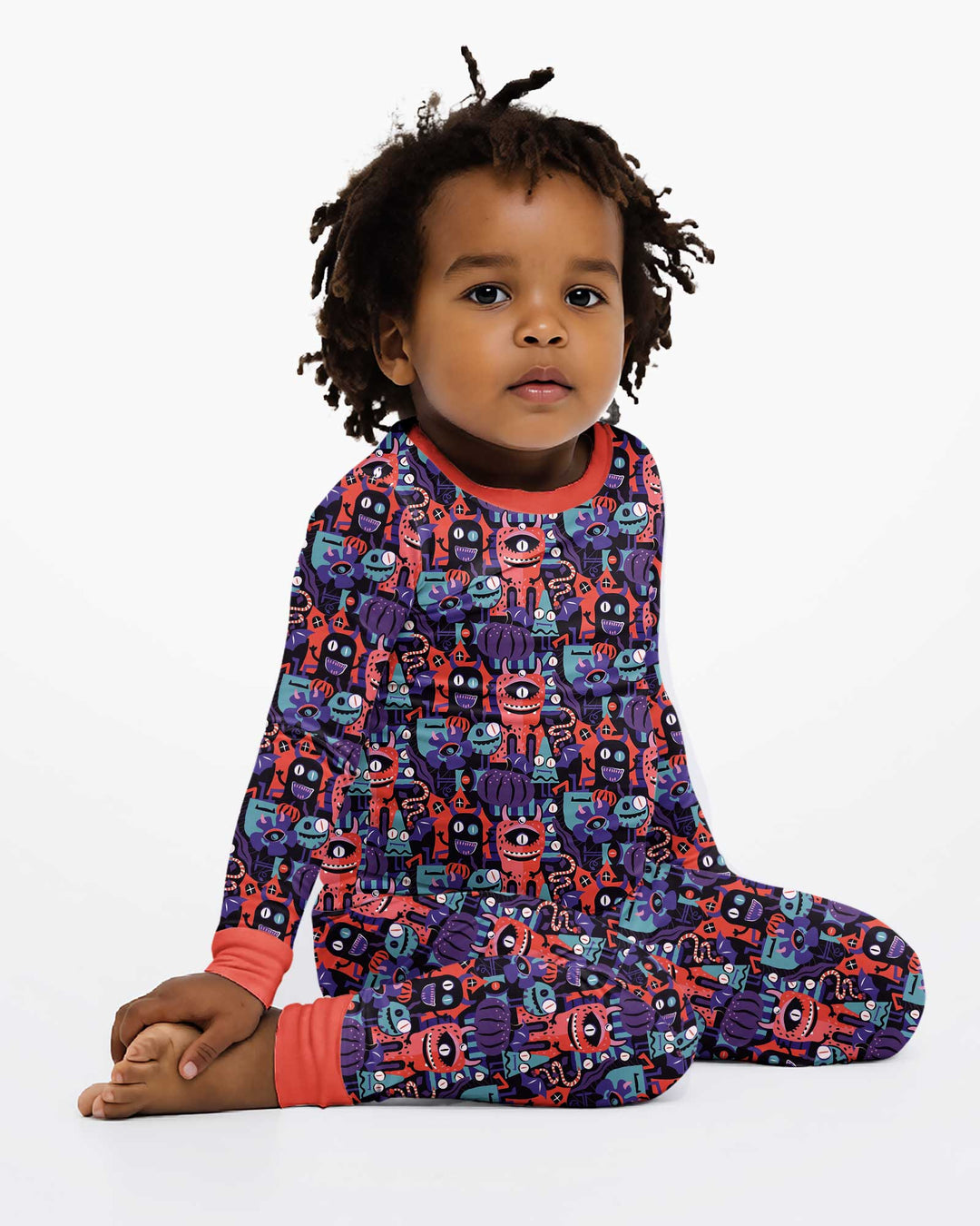 Halloween Multi Eyed Monsters Bamboo Two Piece Long Sleeve Pajama Set