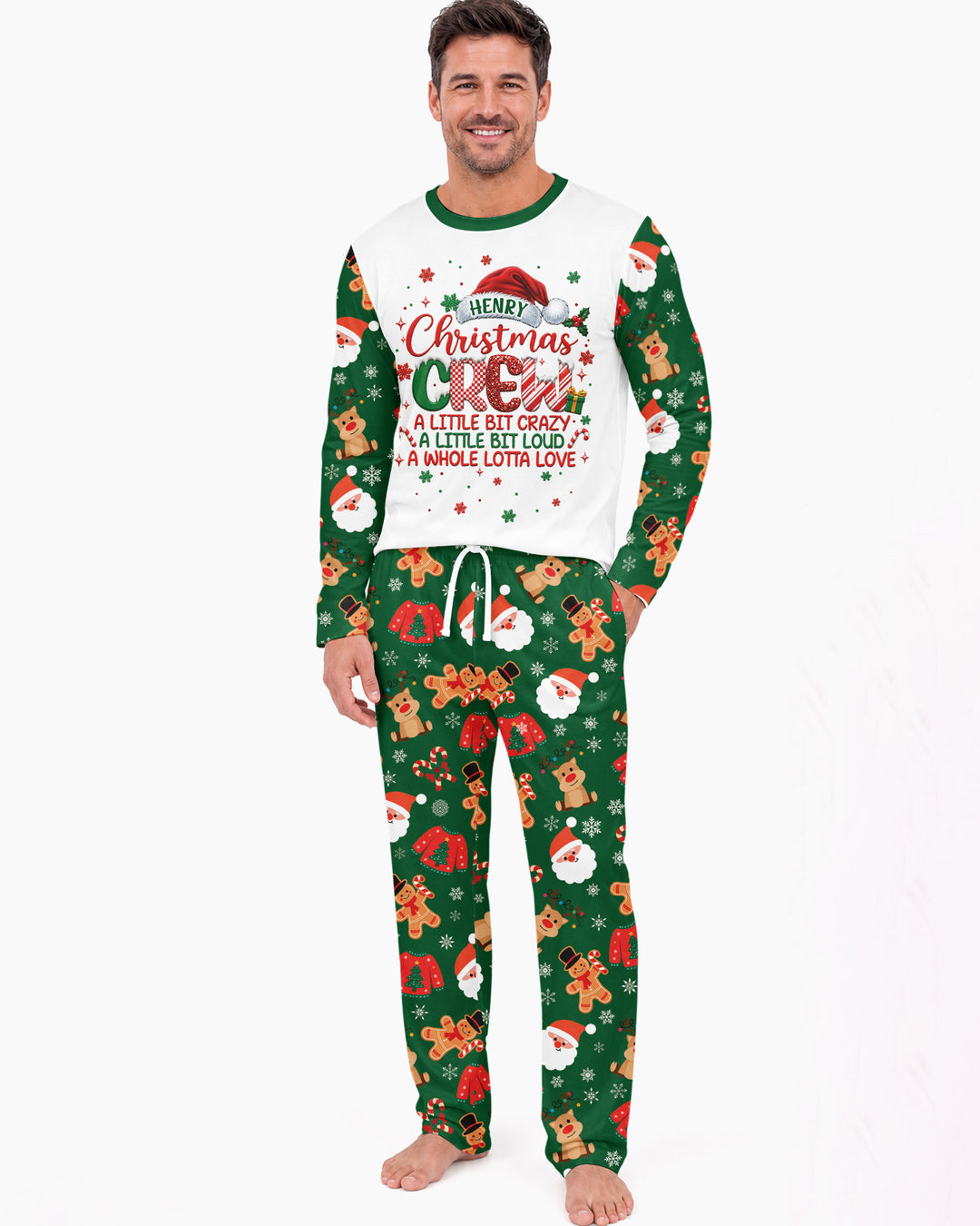 Personalized Christmas Crew Family Matching Bamboo Men's Pajama Set