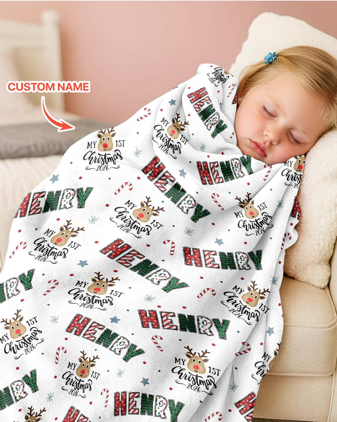 Custom Name "My First Christmas 2025" - Bamboo Blanket (S)