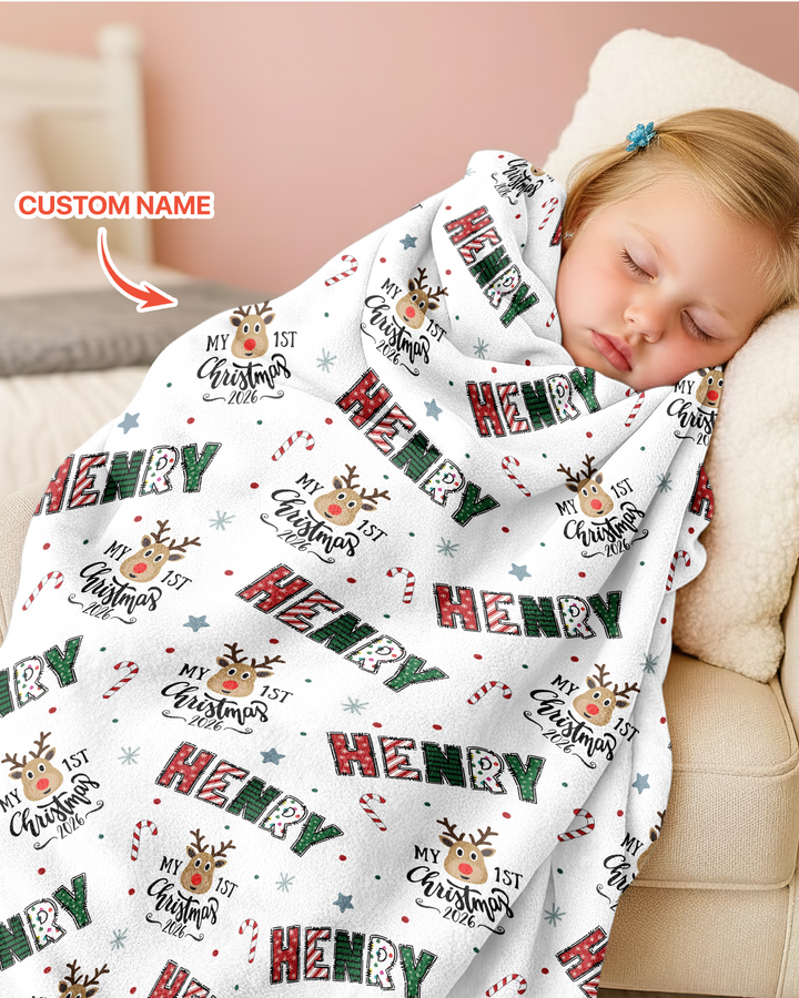Custom Name "My First Christmas 2025" - Bamboo Blanket (S)