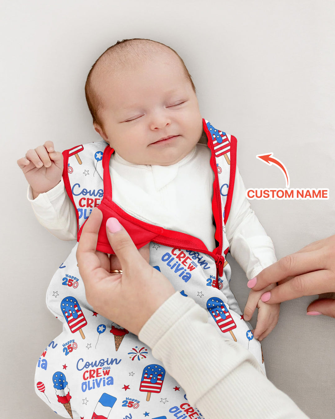 Custom Name 4th of July Cousin Crew Bamboo Sleep Bag
