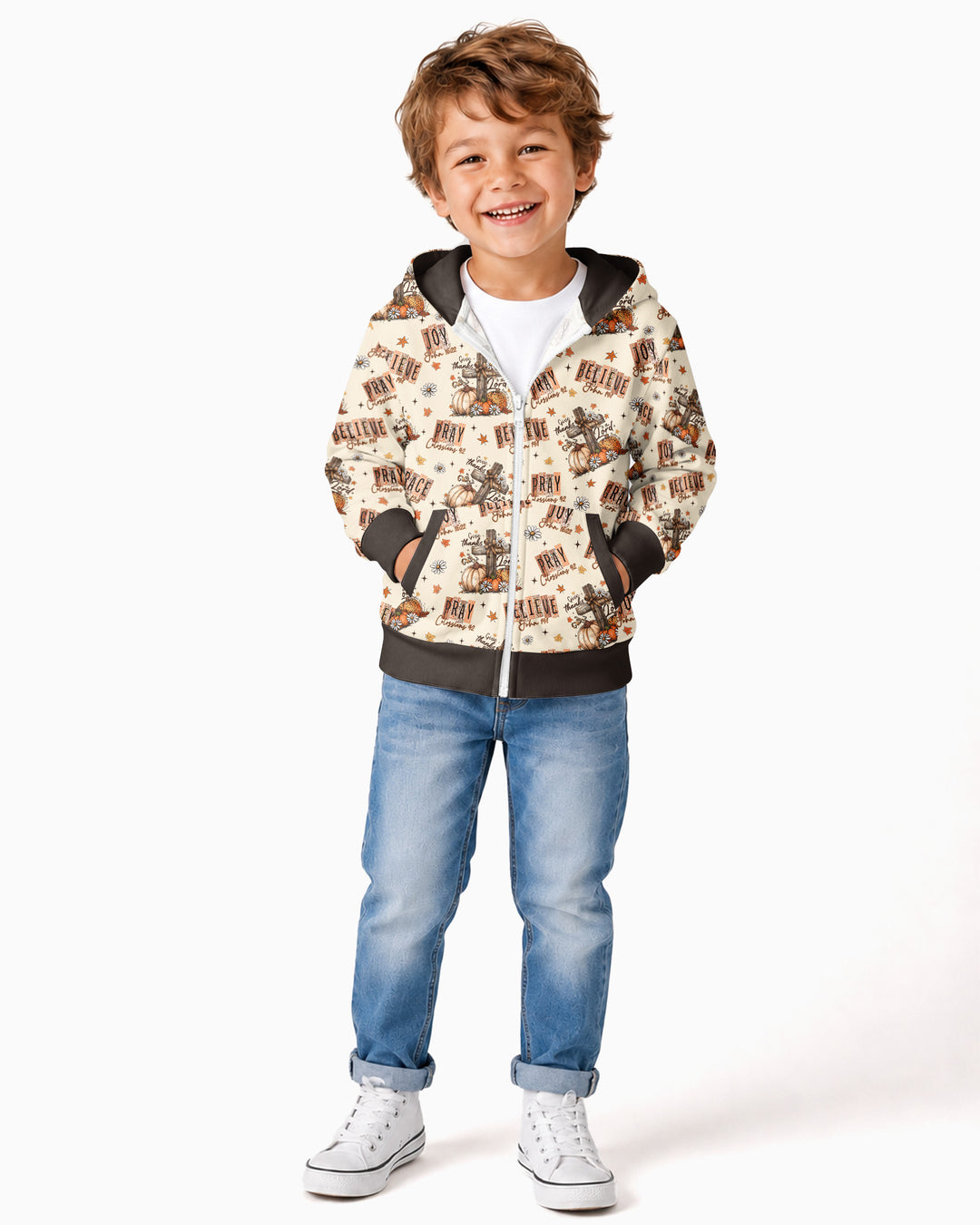 Floral Fall Give Thanks To The Lord Bamboo Zip Hoodie