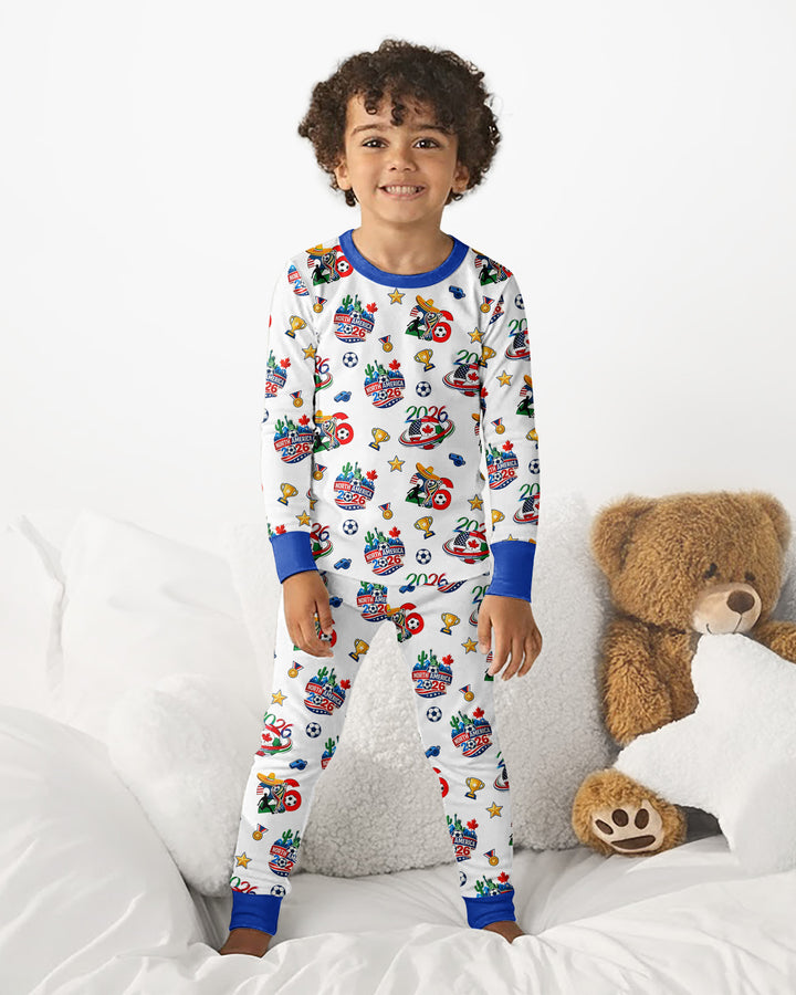 World Soccer North America 2026 Family Matching Bamboo Two Piece Long Sleeve Pajama Set