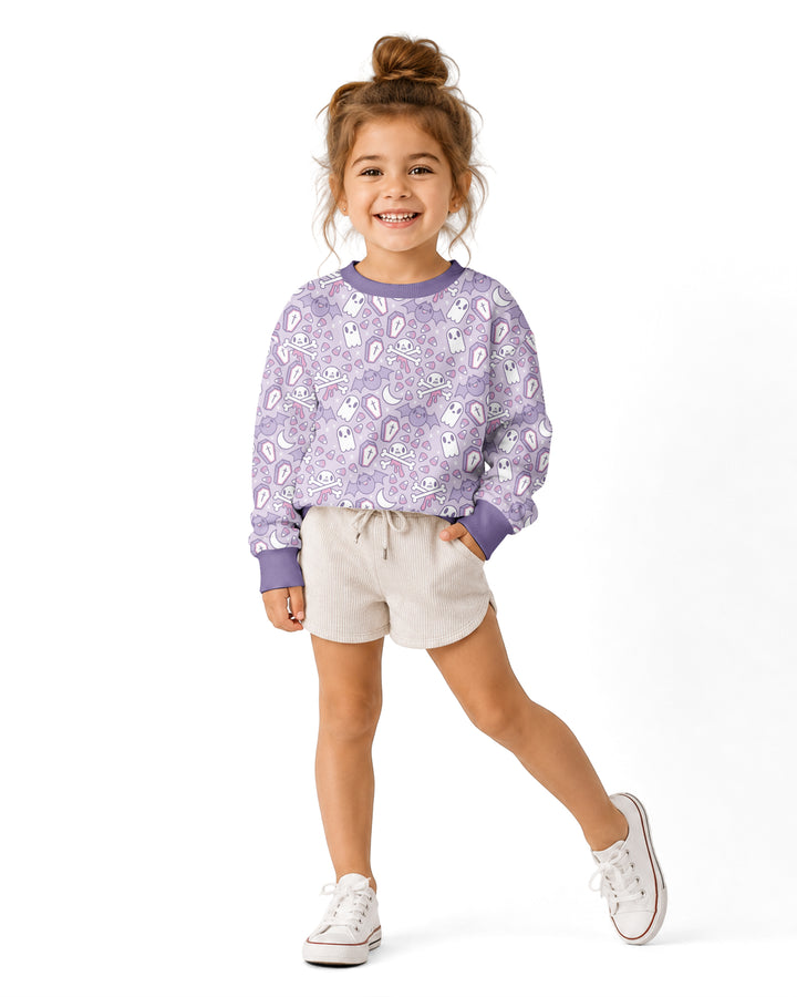 Cute Ghost Halloween Pastel Purple Spooky Bamboo Crewneck Sweatshirt