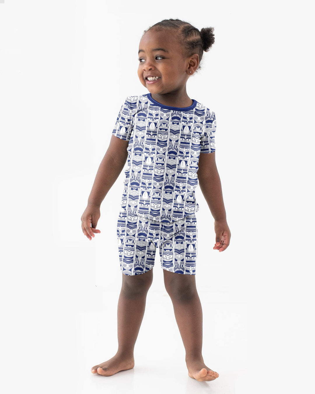 Friendly Totem Pole Figures Bamboo Two Piece Short Sleeve Shorts Pajama Set